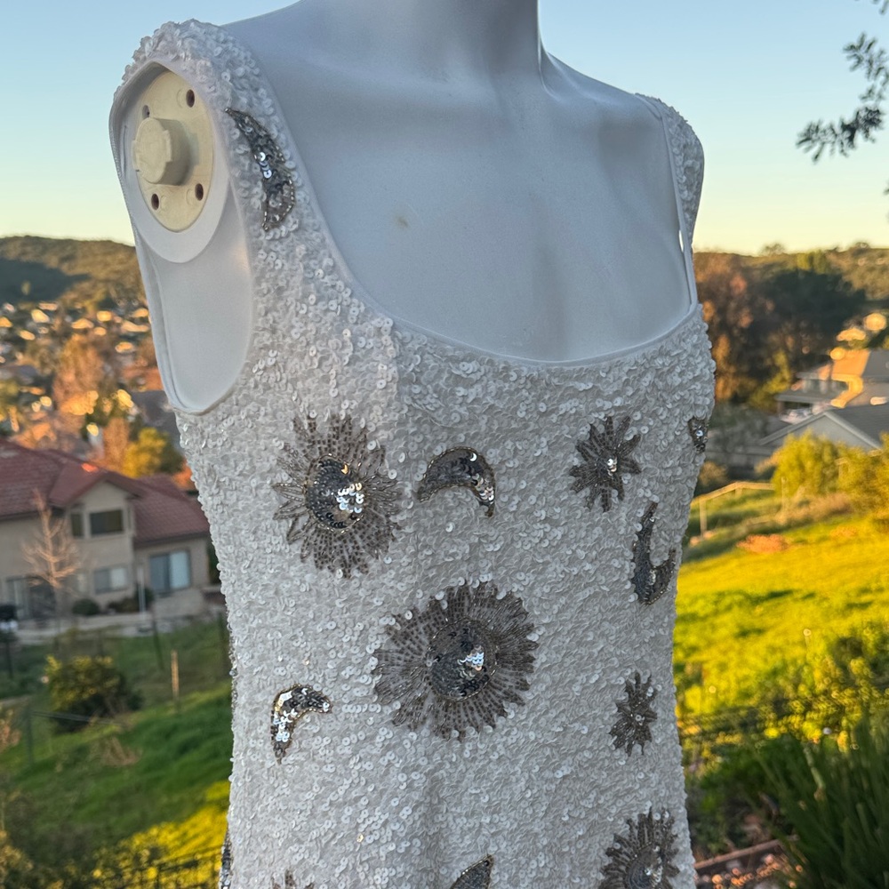 Show Me Your Mumu Let's Go Mini Dress in the White Celestial Sequins - Picture 5 of 11